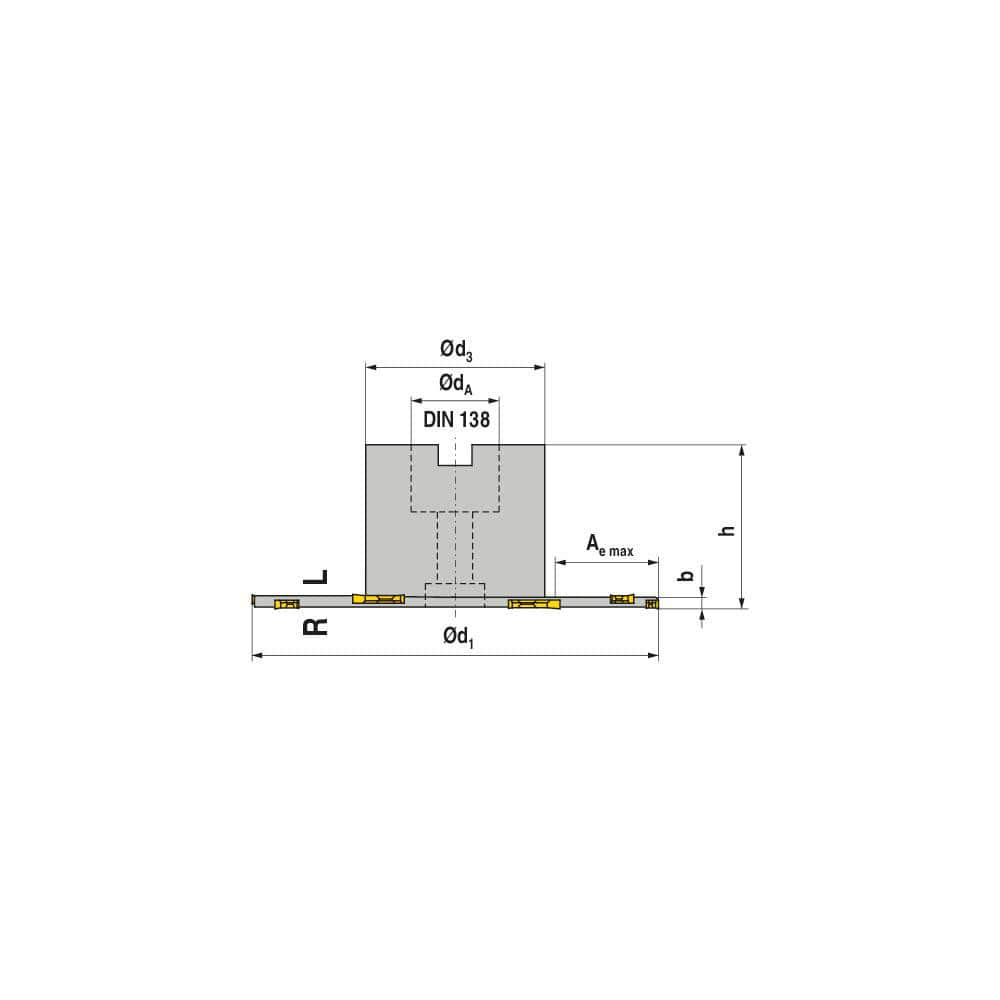 Indexable Slotting Cutter: 3 mm Cutting Width, 160 mm Cutter Dia, Shell Mount Connection, 44 mm Depth of Cut, 40 mm Hole, Right Hand Cut Screw, Uses 16 TX Inserts, 8 Teeth, Staggered, Positive, Steel, Black Oxide Finish