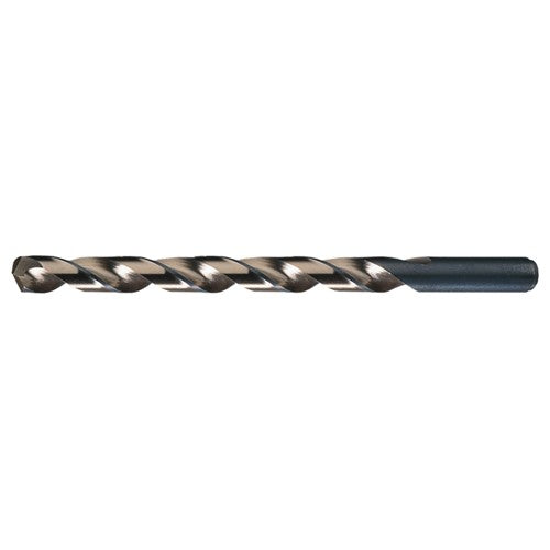 2.50mm RHS / RHC HSS-CO 8% (M42) 135 Degree Split Point Cobalt Heavy Duty Taper Length Drill - Straw / Gold Oxide - Exact Industrial Supply