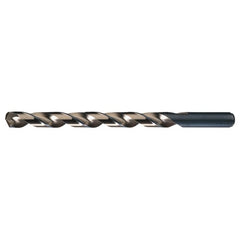 9.50mm RHS / RHC HSS-CO 8% (M42) 135 Degree Split Point Cobalt Heavy Duty Taper Length Drill - Straw / Gold Oxide - Exact Industrial Supply