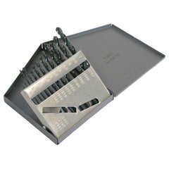 ‎1mm-7mm RHS / RHC HSS 118 Degree Radial Point General Purpose Jobber Lengh Drill Set - Steam Oxide - Exact Industrial Supply