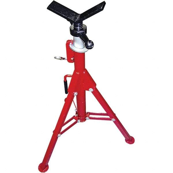 Rothenberger - 1/2" to 8" Pipe Capacity, Portable Folding Vee-Head Stand - 27" to 50" High, 2,500 Lb Capacity - Benchmark Tooling