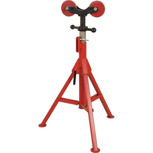 Rothenberger - 1/2" to 16" Pipe Capacity, Folding Pipe Stand with 2 Roller Head - 27" to 50" High, 2,500 Lb Capacity - Benchmark Tooling