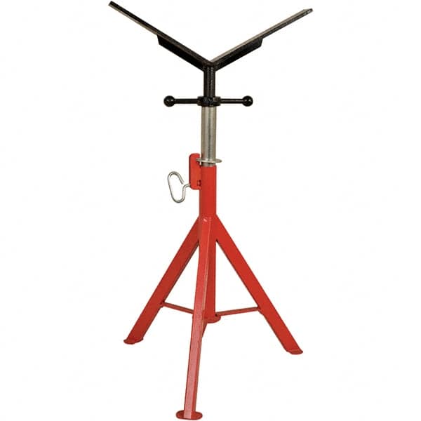 Rothenberger - 1/2" to 16" Pipe Capacity, Portable Folding Vee-Head Stand - 27" to 50" High, 2,500 Lb Capacity - Benchmark Tooling