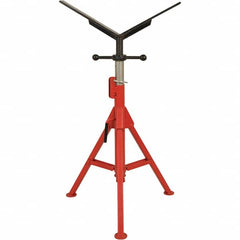 Rothenberger - 1/2" to 16" Pipe Capacity, Portable Folding Vee-Head Stand - 27" to 50" High, 2,500 Lb Capacity - Benchmark Tooling