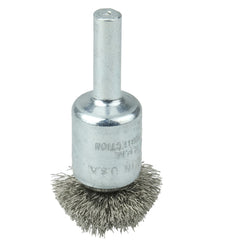 1″ Circular Flared Crimped Wire End Brush, .006″ Stainless Steel Fill - Benchmark Tooling