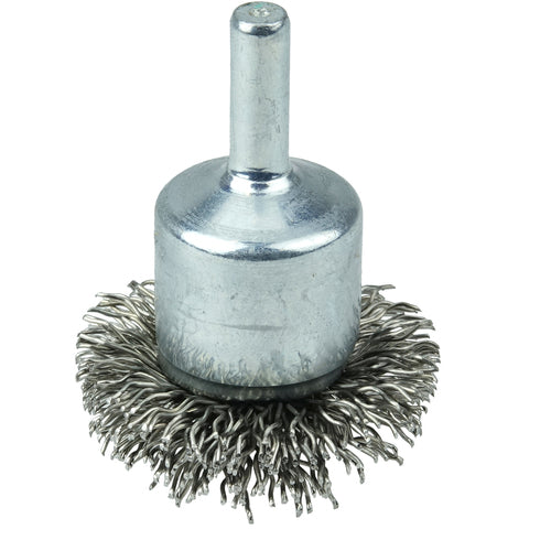 1-1/2″ Circular Flared Crimped Wire End Brush, .020″ Stainless Steel Fill - Benchmark Tooling