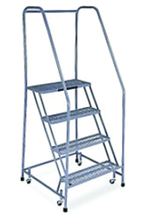Model 1000; 4 Steps; 30 x 31'' Base Size - Steel Mobile Platform Ladder - Benchmark Tooling