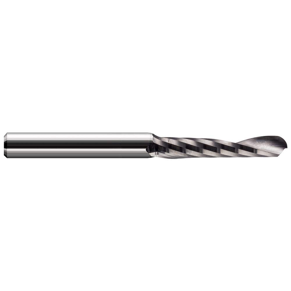 Ball End Mill: 0.0625″ Dia, 0.312″ LOC, 1 Flute, Solid Carbide 2″ OAL, 1/8″ Shank Dia, 22 ° Helix, Uncoated, Single End