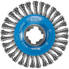 Wheel Brush: 4-1/2″ Wheel Dia, Knotted 5/8″ Hole, Carbon, 12,500 RPM