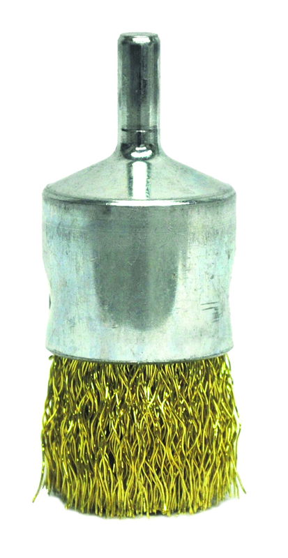 1" Crimped Wire End Brush - .0118 Brass - Non-Sparking Wire Wheel - Benchmark Tooling