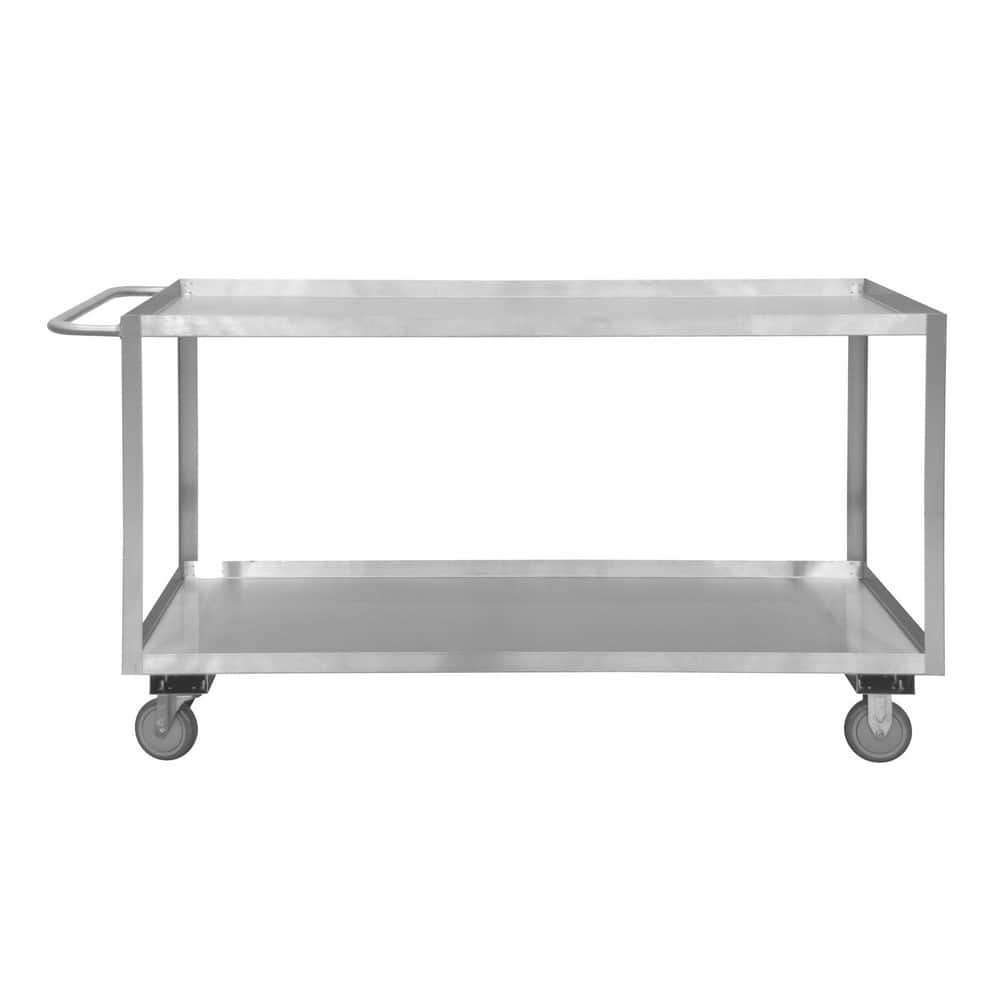 Mobile Utility Cart: Stainless Steel, Silver Swivel, Polyurethane Wheels