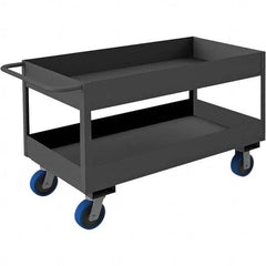 Service Utility Cart: Gray Gray, Polyurethane Casters, 2 Shelves