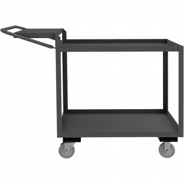 Order Picking Utility Cart: Gray Gray, Polyurethane Casters, 2 Shelves