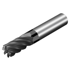 Corner Radius End Mill: 5/8″ Dia, 1-1/4″ LOC, 0.06″ Radius, 7 Flutes, Solid Carbide 3-1/2″ OAL, 5/8″ Shank Dia, 36.5 ° Helix, AlTiN Coated, Corner Radius End, Centercutting, Series CoroMill Dura