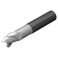 Corner Radius End Mill: 1″ Dia, 1-1/4″ LOC, 0.09″ Radius, 3 Flutes, Solid Carbide 6″ OAL, 1″ Shank Dia, 35 ° Helix, ZrN Coated, Corner Radius End, Centercutting, Series CoroMill Dura