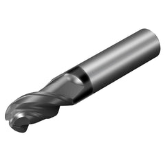 Ball End Mill: 0.25″ Dia, 0.625″ LOC, 3 Flute, Solid Carbide 2-1/2″ OAL, 1/4″ Shank Dia, 38 ° Helix, AlTiN Coated, Single End, Series CoroMill Dura