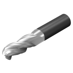 Sandvik Coromant - 1/4" Diam, 3/4" LOC, 3 Flute Solid Carbide Ball End Mill - Exact Industrial Supply