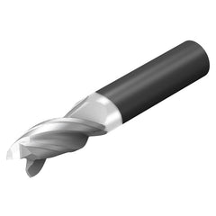 Corner Radius End Mill: 3/4″ Dia, 1-5/8″ LOC, 0.06″ Radius, 3 Flutes, Solid Carbide 4″ OAL, 3/4″ Shank Dia, 35 ° Helix, Bright/Uncoated, Corner Radius End, Centercutting, Series CoroMill Dura