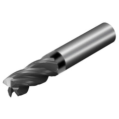 Square End Mill: 0.188'' Dia, 5/8'' LOC, 3/16'' Shank Dia, 2'' OAL, 4 Flutes, Solid Carbide Single End, AlTiN Finish, 36.5 ° Variable Helix, Centercutting, RH Cut, RH Flute, Series CoroMill Dura