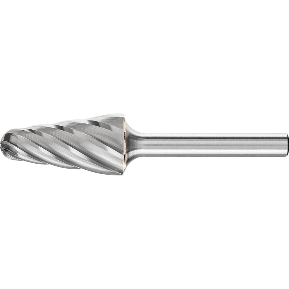 PFERD - SL-6, 5/8" Cut Diam, 1/4" Shank Diam, Carbide End Cut Aluma Cut Taper with Radius End Burr - Exact Industrial Supply