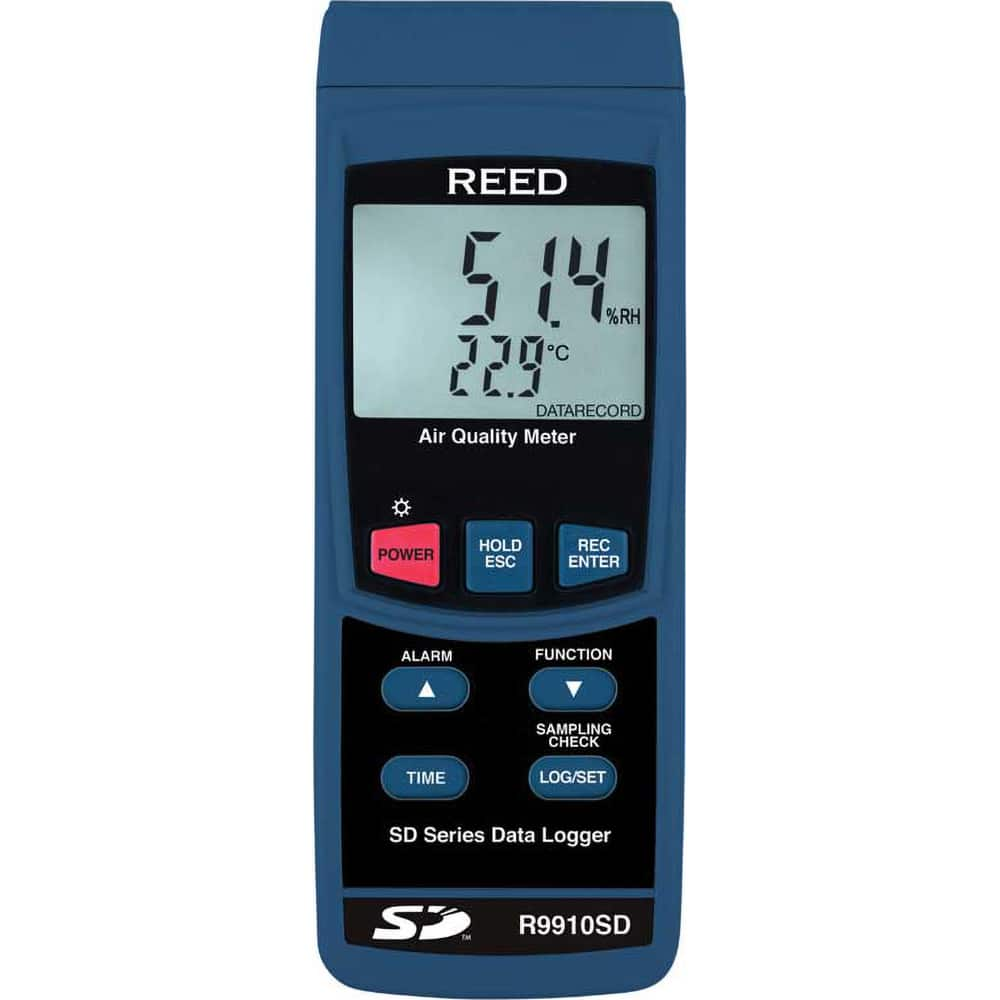 REED Instruments - Natural Gas, Carbon Monoxide & Refrigerant Detectors; Type: Air Quality Meter ; Function: Measures Oxygen (O2), Carbon Dioxide (CO2), Carbon Monoxide (CO), Temperature & Humidity ; Height (Decimal Inch): 2.700000 ; Height (mm): 68.0000 - Exact Industrial Supply