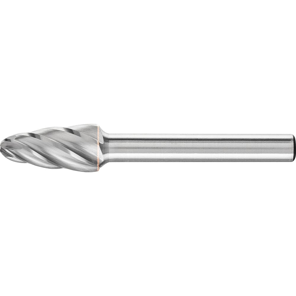 PFERD - SF-3, 3/8" Cut Diam, 1/4" Shank Diam, Carbide End Cut Aluma Cut Tree with Radius End Burr - Exact Industrial Supply