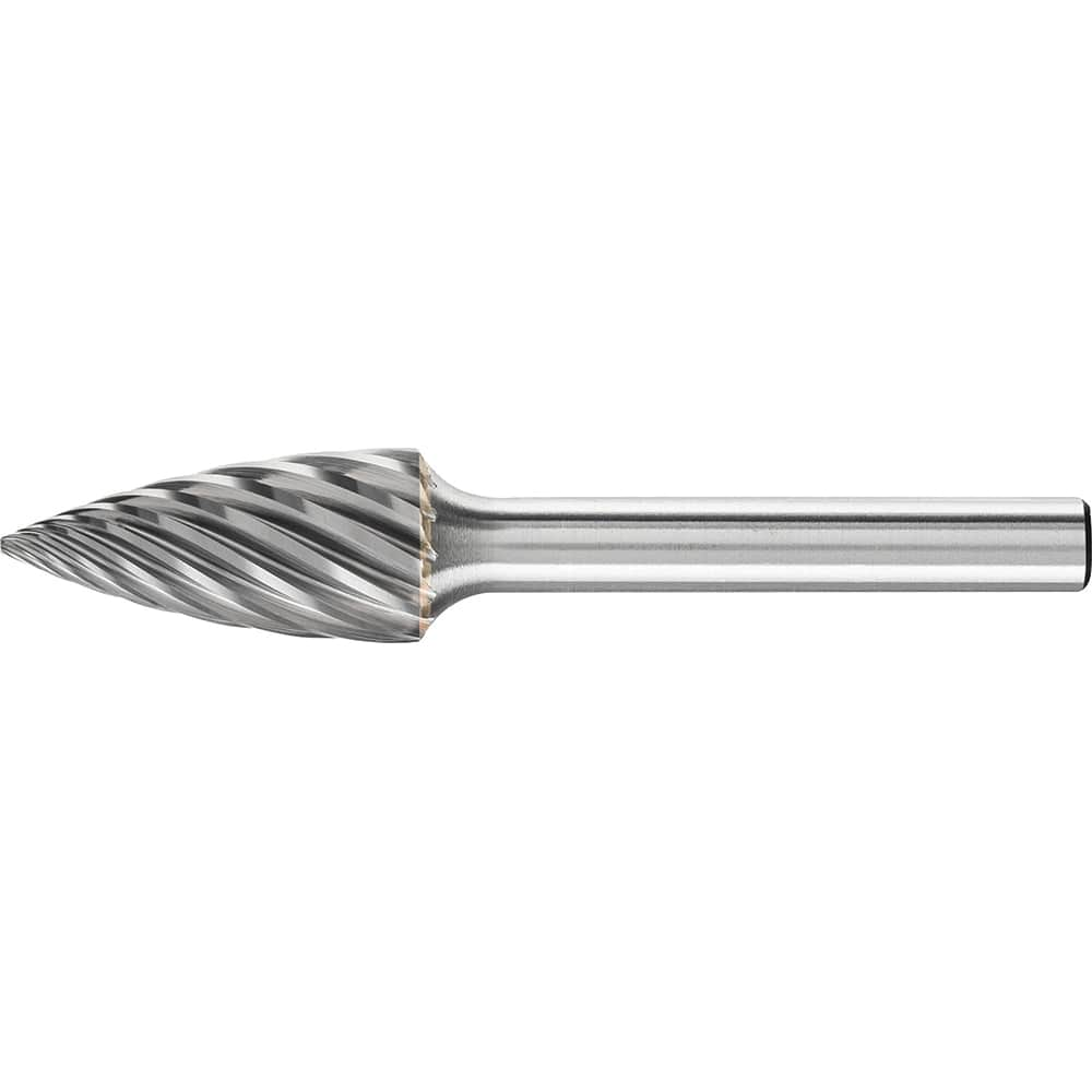 PFERD - SG-5, 1/2" Cut Diam, 1/4" Shank Diam, Carbide Inox Cut Tree with Pointed End Burr - Exact Industrial Supply