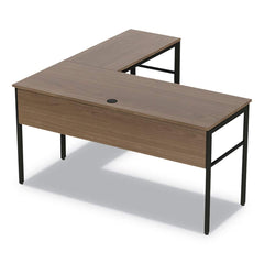 Linea Italia - Office Desks; Type: Workstation ; Center Draw: No ; Color: Natural Walnut ; Material: Steel Base; Laminate Worksurface ; Width (Inch): 59 ; Depth (Inch): 59 - Exact Industrial Supply