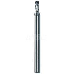 Ball End Mill: 0.11″ Dia, 0.165″ LOC, 3 Flute, Solid Carbide 3″ OAL, 1/8″ Shank Dia, 30 ° Helix, Uncoated, Single End, Series M3B