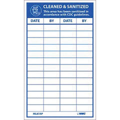 NMC - Safety & Facility Labels; Message Type: COVID-19; Safety ; Header: None ; Legend: Cleaned & Sanitized This Area Has Been Sanitized In Accordance With Cdc Guidelines. ; Graphic: Message & Graphic ; Material Type: Vinyl; Vinyl ; Language: English - Exact Industrial Supply