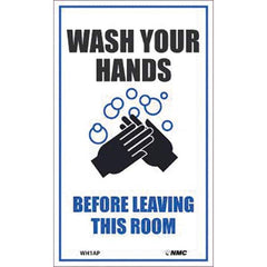 Sign: Rectangle & Square, ″Wash Your Hands Before Leaving This Room″ Vinyl, 5″ High