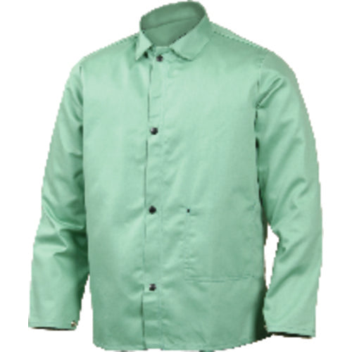 Medium - Green Flame Retardant 9 oz Cotton Jacket - Jackets are 30″ long - Benchmark Tooling