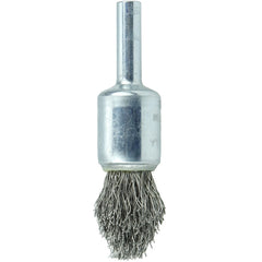 1/2″ Controlled Flare Crimped Wire End Brush, .0104″ Stainless Steel Fill - Benchmark Tooling