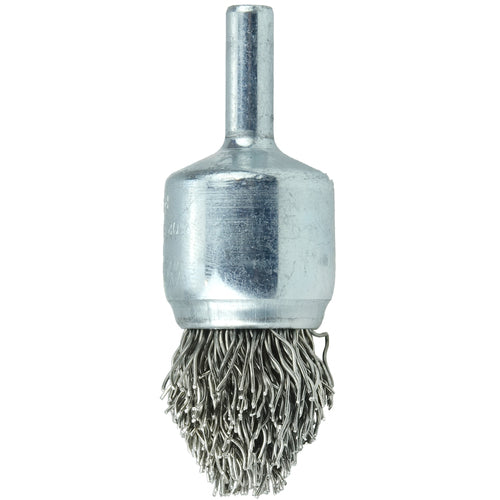 3/4″ Controlled Flare Crimped Wire End Brush, .020″ Stainless Steel Fill - Benchmark Tooling