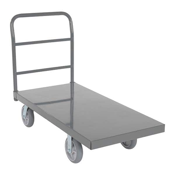 Platform Truck: 750 lb Capacity, Steel Deck, 48″ Long, 11-7/8″ High (2) Swivel & (2) Rigid, 8″ Thermoplastic Elastomer Casters