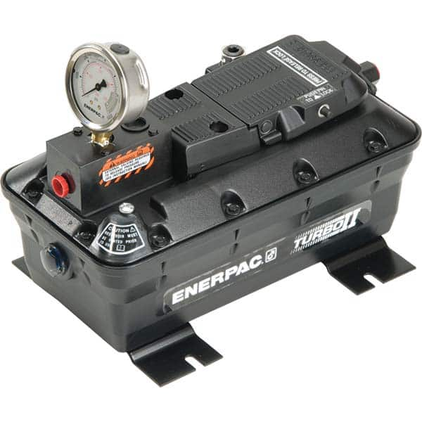 Enerpac - Power Hydraulic Pumps & Jacks Type: Air-Hydraulic Oil Capacity: 120 cu. in. - Benchmark Tooling