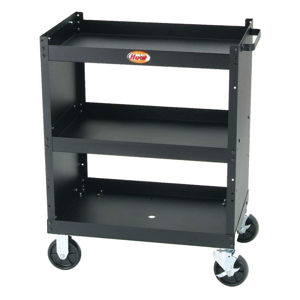 Utility Cart: Steel, Black Simple, rigid steel service cart by Huot