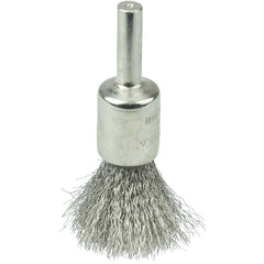 1/2″ Nickel-Plated Cup End Brush, .006″ Stainless Steel Crimped Wire Fill - Benchmark Tooling