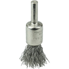 1/2″ Nickel-Plated Cup End Brush, .014″ Stainless Steel Crimped Wire Fill - Benchmark Tooling