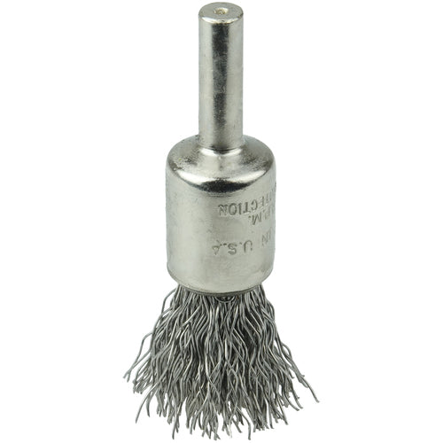 1/2″ Nickel-Plated Cup End Brush, .020″ Stainless Steel Crimped Wire Fill - Benchmark Tooling