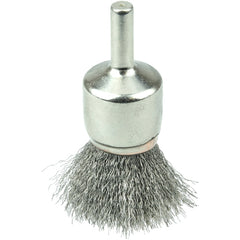 3/4″ Nickel-Plated Cup End Brush, .006″ Stainless Steel Crimped Wire Fill - Benchmark Tooling