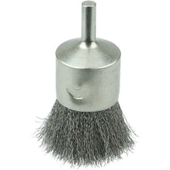 1″ Nickel-Plated Cup End Brush, .0104″ Stainless Steel Crimped Wire Fill - Benchmark Tooling