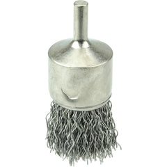 1″ Nickel-Plated Cup End Brush, .020″ Stainless Steel Crimped Wire Fill - Benchmark Tooling