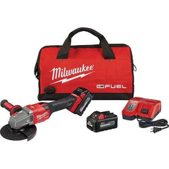 Milwaukee Tool - 4-1/2 - 6" Wheel Diam, 9,000 RPM, Cordless Angle & Disc Grinder - 5/8-11 Spindle, 18 Volts, 6 Amps, Side Exhaust - Benchmark Tooling