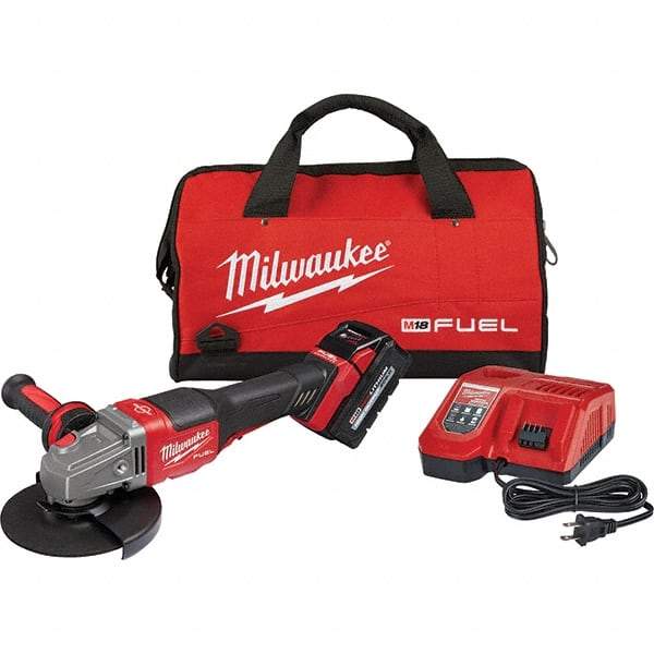 Milwaukee Tool - 4-1/2 - 6" Wheel Diam, 9,000 RPM, Cordless Angle & Disc Grinder - 5/8-11 Spindle, 18 Volts, 6 Amps, Side Exhaust - Benchmark Tooling