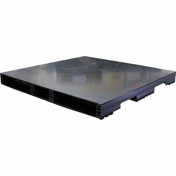 Custom Built Plastic Pallets - 48" Long x 48" & Wide x 4.4" High Plastic Pallet - 1,500 Lb Static Capacity, 500 Lb Dynamic Capacity, Black - Benchmark Tooling