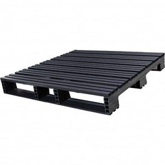 Custom Built Plastic Pallets - 48" Long x 48" & Wide x 6-1/2" High Plastic Pallet - 1,500 Lb Static Capacity, 500 Lb Dynamic Capacity, Black - Benchmark Tooling