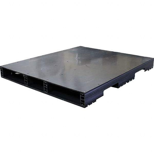 Custom Built Plastic Pallets - 48" Long x 40" & Wide x 4.4" High Plastic Pallet - 1,500 Lb Static Capacity, 500 Lb Dynamic Capacity, Black - Benchmark Tooling