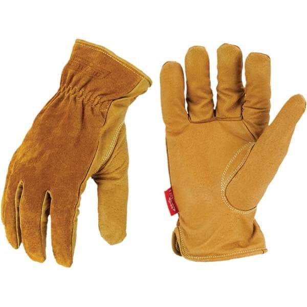ironCLAD - Size L (9), ANSI Cut Lvl A5, Abrasion Lvl 4, Cut Resistant Gloves - 10" Long, Uncoated, HPPE Lining, Open Cuff, Golden, Paired - Benchmark Tooling