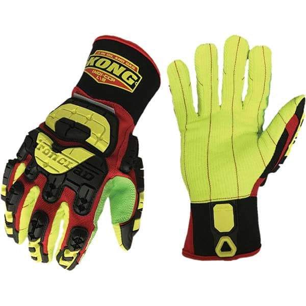 ironCLAD - Size M (8) Synthetic Impact Protection Work Gloves - For General Purpose, Uncoated, Slip-On Cuff, Red/Green, Paired - Benchmark Tooling